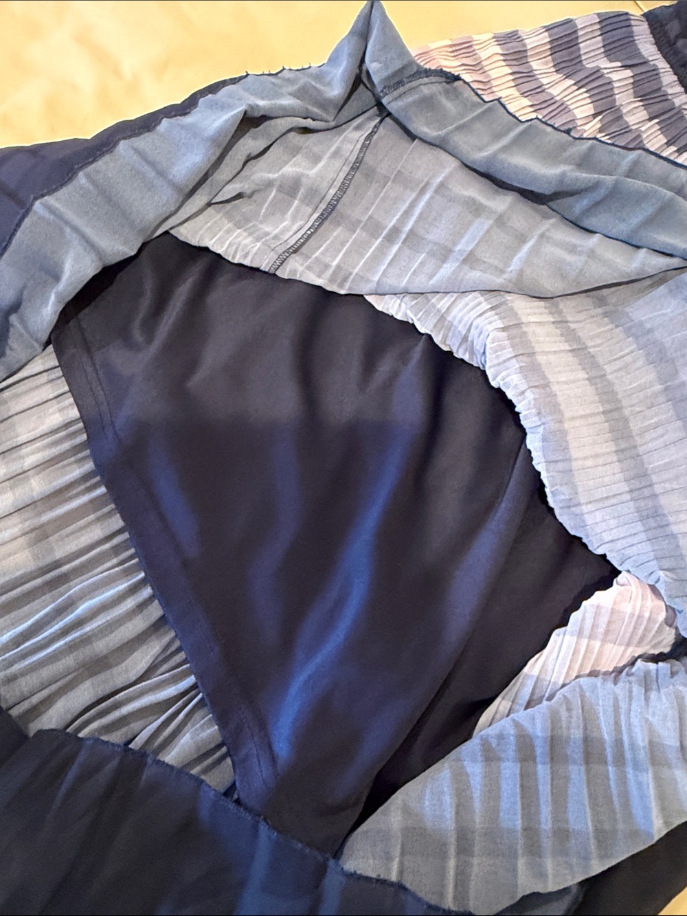 Sleeveless Navy Ombre Pleated Maxi Dress - Picture 7 of 10